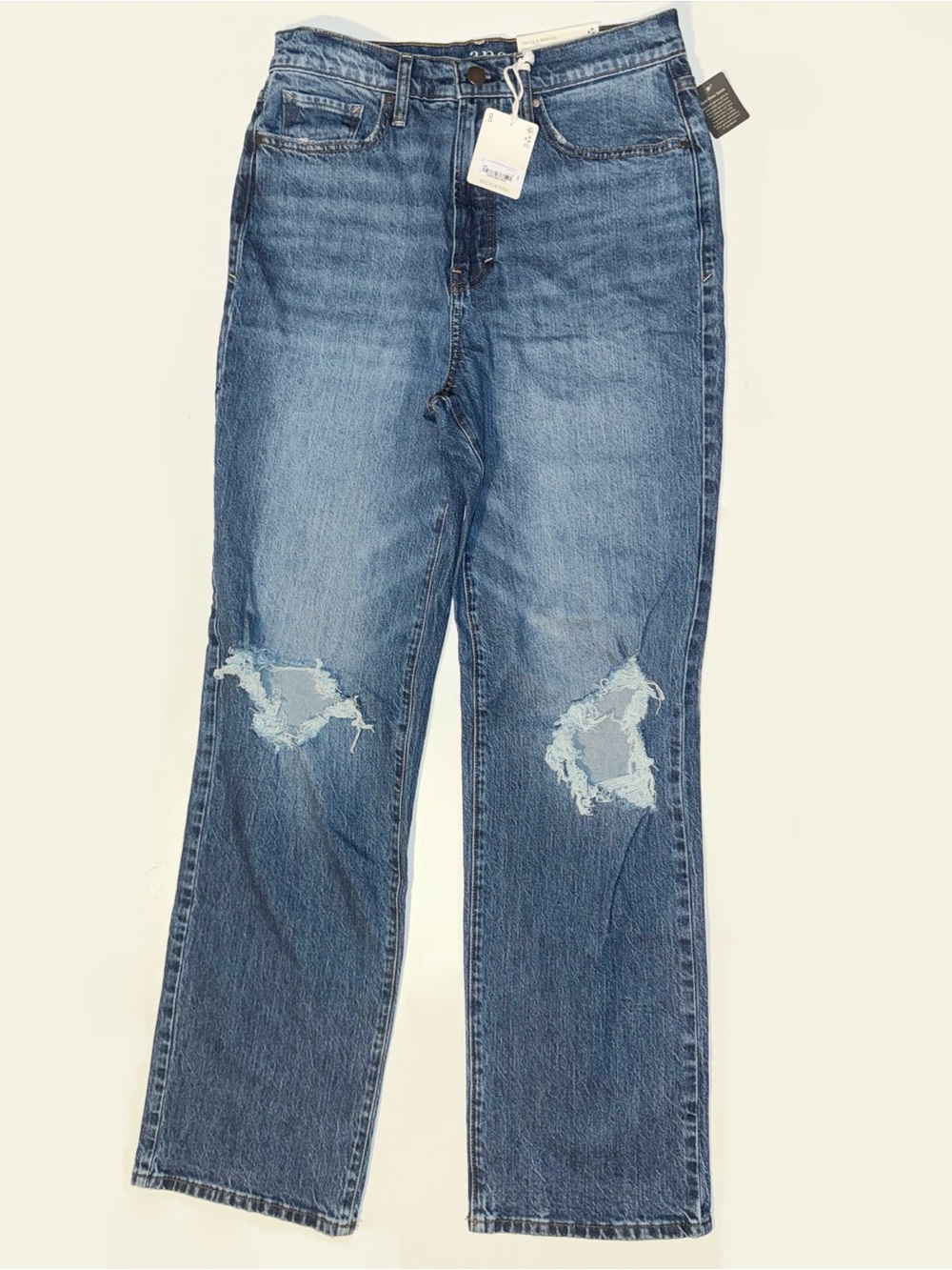 A.N.A. High Rise Vintage Straight Distressed Medium Wash Jeans (Size 8 NWT)